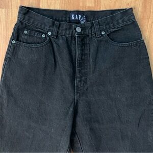 Vtg 90s Gap Jeans Denim Black 11/12 Waist 27 Mom High Waist Y2K Tapered Leg